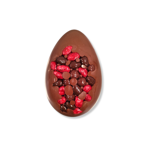Uovo di Pasqua Cioccolato al Latte e Dragées Lampone, Latte e Fondente