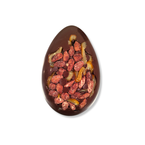 Uovo di Pasqua Cioccolato Madagascar, Dragées e Scorze d'Arancia Candite